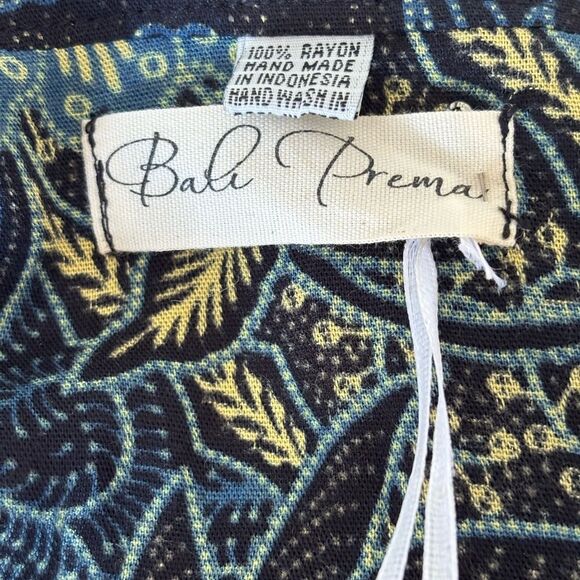Bali Prema Amy Kimono Long Sun Dress Beach Cover Up V-Neck Batik One Size - Picture 6 of 7